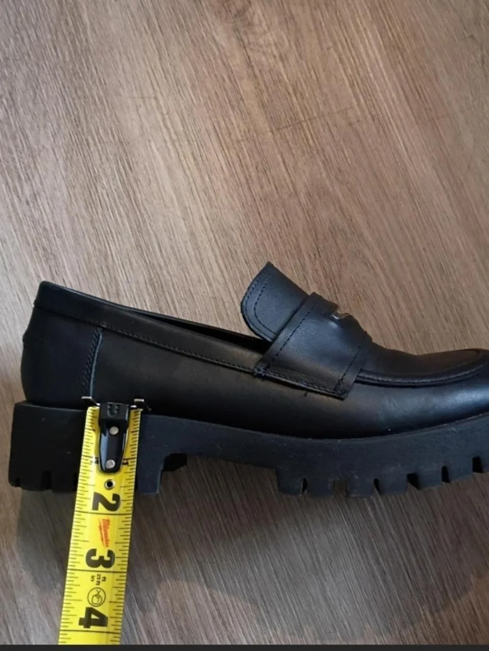 Steve Madden Black Chunky Sole Penny Loafers